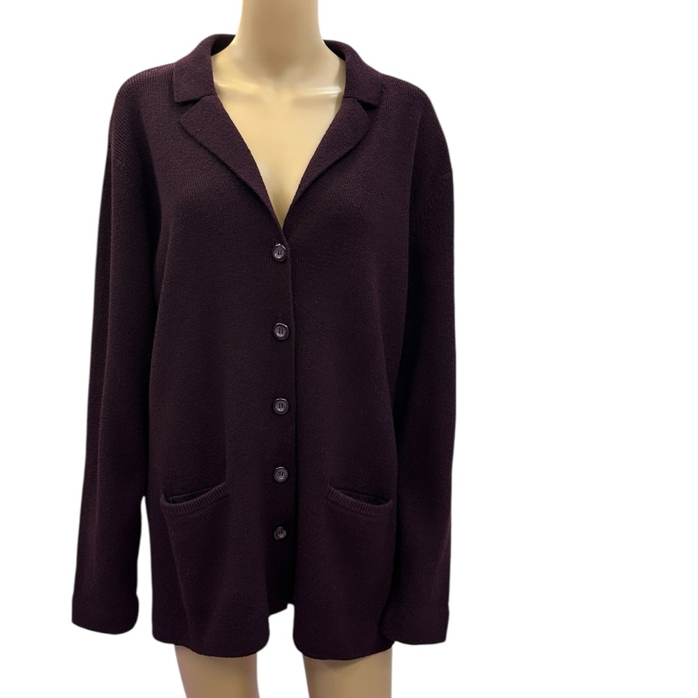 Vintage Worthington Burgundy Heavy Cardigan with Pockets Acrylic Nylon Womens L
